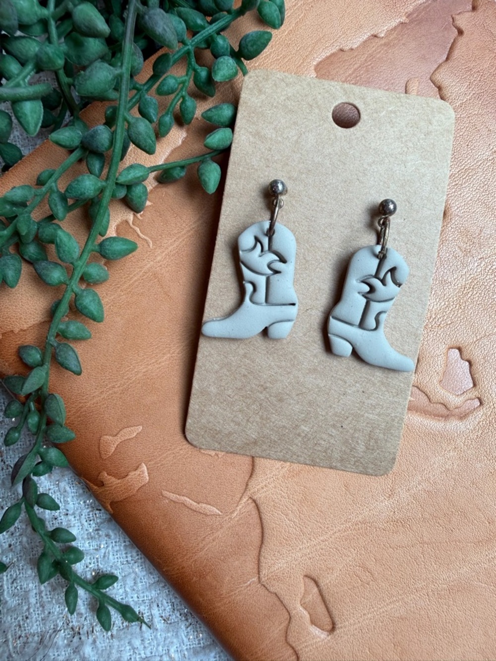 Handmade Polymer Clay Earrings - Cowboy Boots